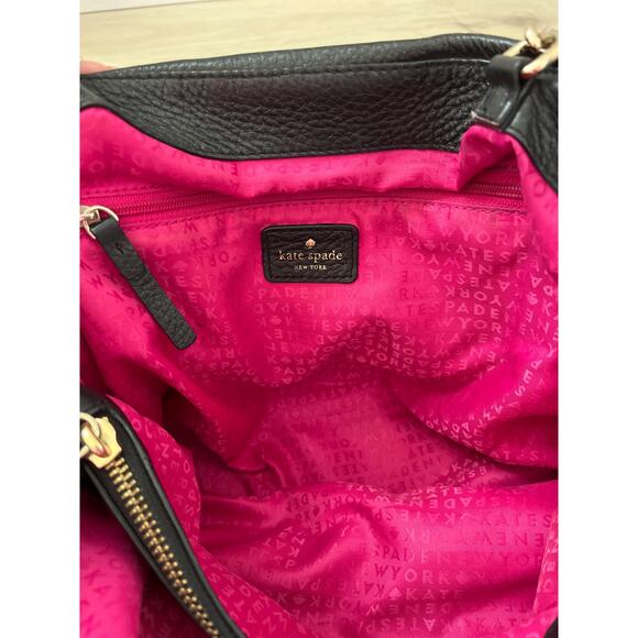 KATE SPADE Black Pebble Leather Town Road Elena Shoulder Bag Purse Chain Strap - Picture 6 of 10